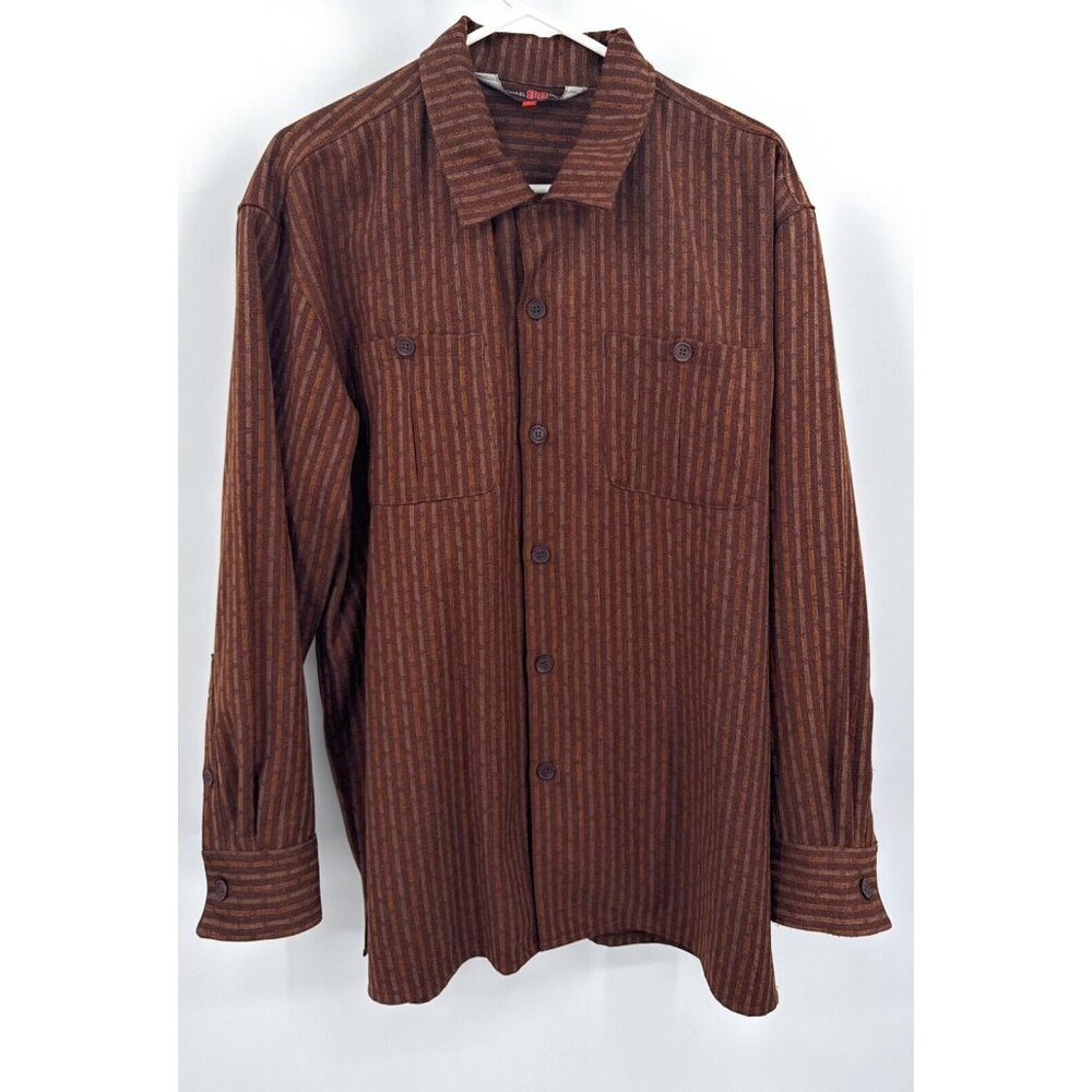 MICHAEL IRVIN 88 Button Up Shirt Mens L‎ Brown Wool Blend Fabric Brown